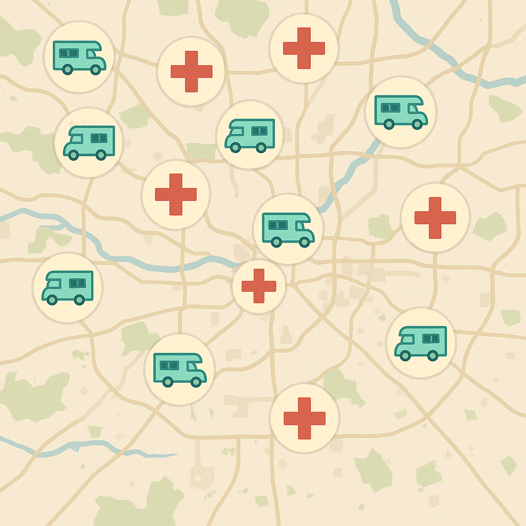Map of nurse-friendly RV spots