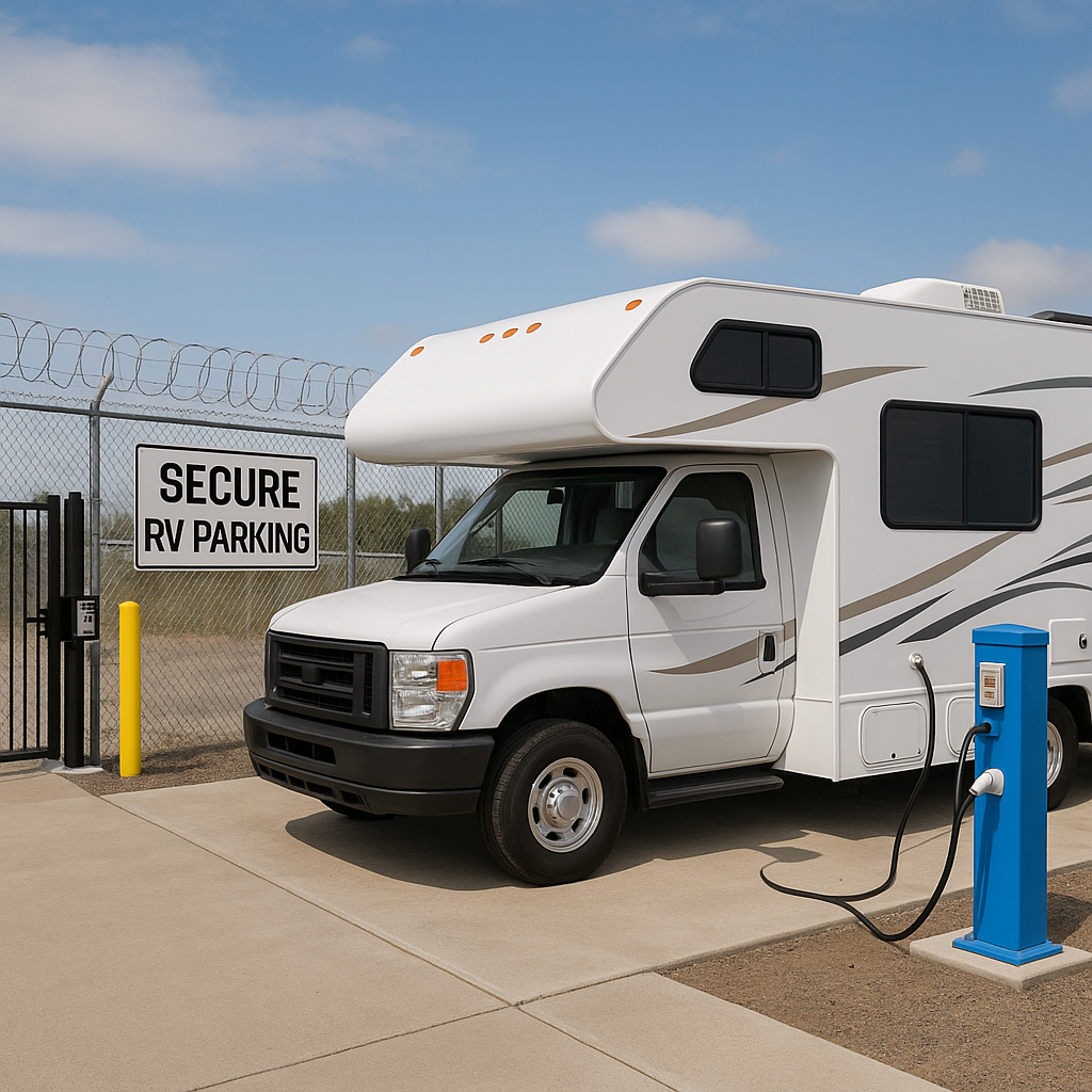 Secure RV parking with amenities