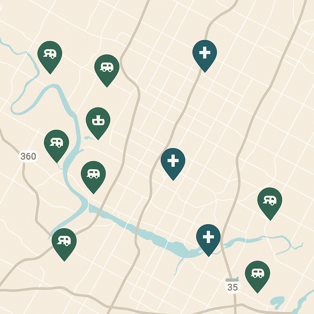 StayShift digital map of RV spots